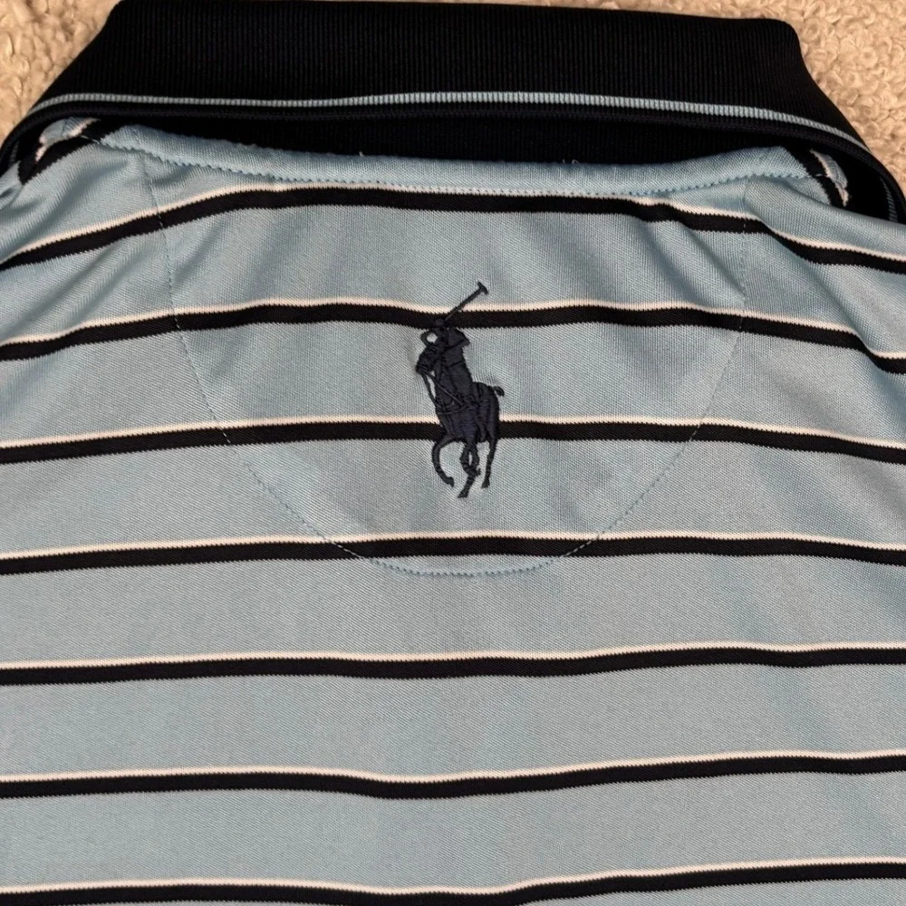 Polo Ralph Lauren Golf Shirt Mens Large Blue Striped‎ 121st US Open Torrey Pines